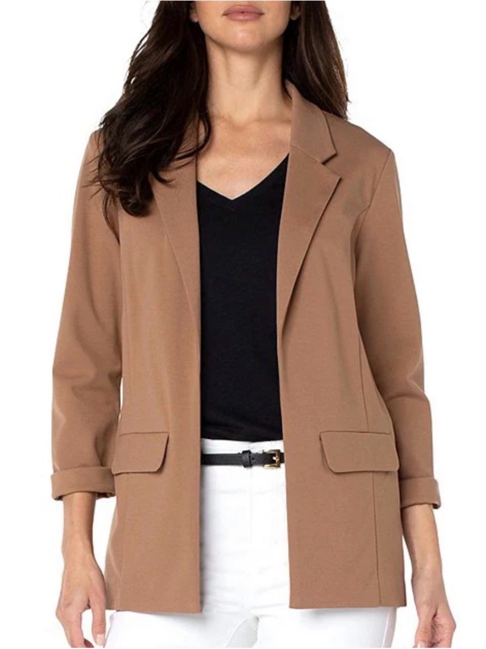 Liverpool Camel Open-Front Blazer